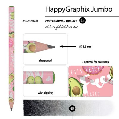 Happy Graphix Jumbo Kurşun Kalem 4B 35 mm Avokado 21-0062/15
