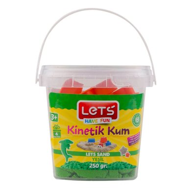 Lets Kinetik Kum 250 gr. Yeşil Plastik Kutu L-10191