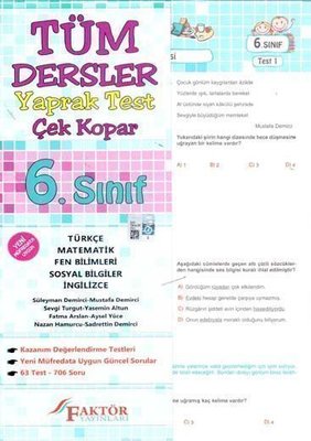 6.Sınıf Tüm Dersler Yaprak Test