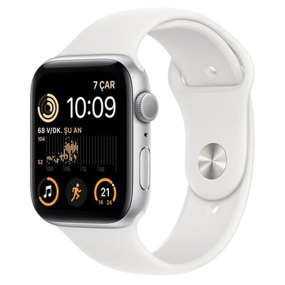 Apple Watch SE 2.nesil GPS 44mm Silver Aluminium Case with White