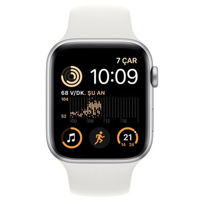 Apple Watch SE 2.nesil GPS 44mm Silver Aluminium Case with White