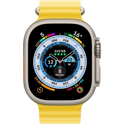 Apple Watch Ultra GPS + Cellular 49 mm Titanyum Kasa ve Sarı Ocean Kordon - MNHG3TU/A