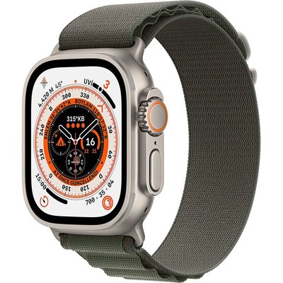 Apple Watch Ultra GPS + Cellular 49 mm Titanyum Kasa ve Yeşil Alpine Loop - Small - MNHJ3TU/A