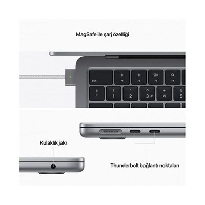 APPLE MacBook Air M2 8GB-256GB SSD 13.6inç Uzay Grisi MLXW3TU/A