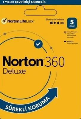 Norton 360 Deluxe 5 Cihaz / 1 Yıl Dijital Lisans + 50 GB Bulut Yedek
