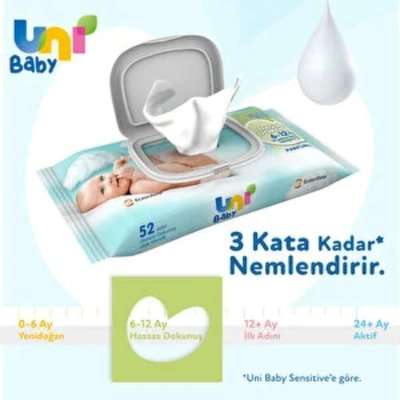 Uni Baby Hassas Dokunuş 3x52'li Islak Mendil