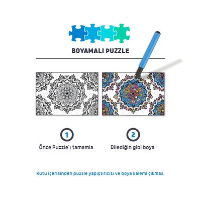 Blue Focus Tek Boynuzlu At 100 Parça Boyanabilir Puzzle BF383