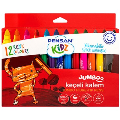 Pensan Kidz Yıkanabilir Jumboo Keçeli Kalem 12 Renk