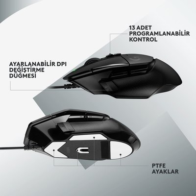 Logitech G G502 X Kablolu HERO 25K Sensörlü Yüksek Performanslı Oyuncu Mouse - Siyah
