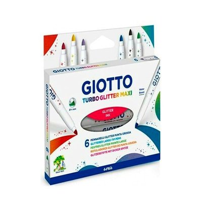 Giotto Maxi Glitter Keçeli 6 lı Simli Renkler 426600