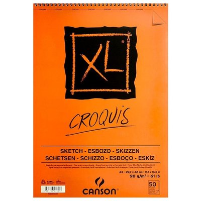 Canson XL Croquis Eskiz Defteri 90g 50 Yaprak Üstten Spiralli A3