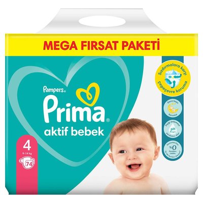 Prima Aktif Bebek 4 Beden 74 Adet Mega Fırsat Paketi