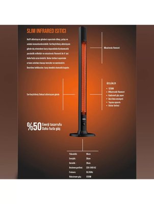Sinbo SFH-6918 Slim 1000 W Kule Tipi Infrared Isıtıcı