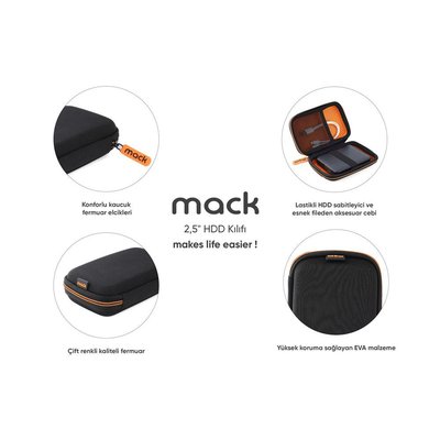 Mack MCC-4008 2.5 Hard Disk Kılıfı Siyah Turuncu  