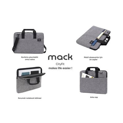 Mack MCC-704 15.6 City Fit Notebook Çantası Gri 