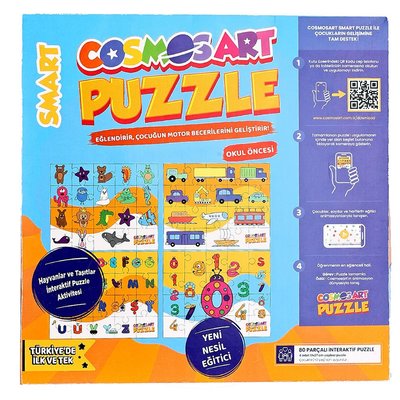 Cosmosart 4 lü Smart Puzzle  Harfler - Hayvanlar - Taşıtlar - Sayılar