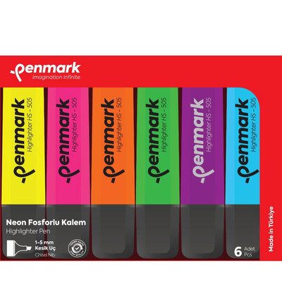 Penmark Fosforlu Kalem 6 lı Asetat Karışık Renk Neon Blisterli Set