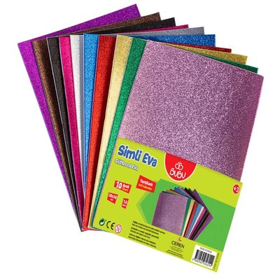 Bu-Bu Simli Yapışkanlı Eva 20X30Cm10 Renk Ev0038