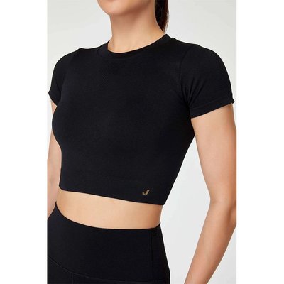 Jerf Captiva Yumuşak Dokulu & Esnek Crop Top - Siyah