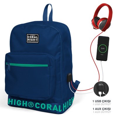 Coral Hıgh Sırt Çanta (Usb+Aux Soketli) 24107