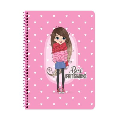 Keskin A4 60 Yaprak Kareli  Karton Kapak  Spr.Best Friends Defter