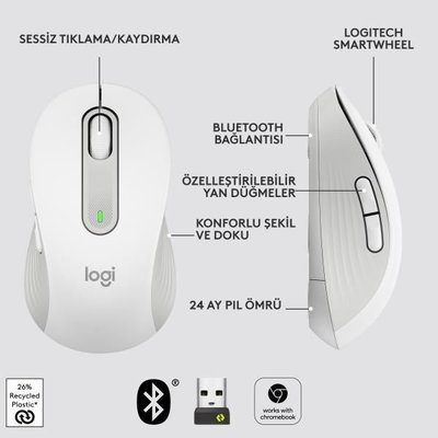 LOGITECH Signature M650 Büyük Boy Sağ El Için Sessiz Kablosuz Mouse