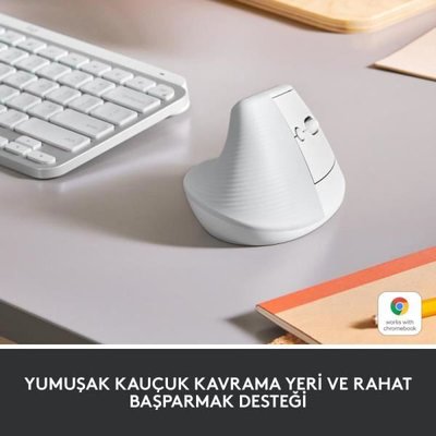 LOGITECH Lift Sessiz Kablosuz Ergonomik Dikey Mouse - Beyaz