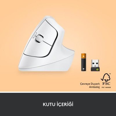 LOGITECH Lift Sessiz Kablosuz Ergonomik Dikey Mouse - Beyaz