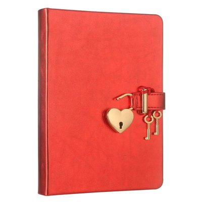 Victoria'S Journals 4403  Hush Hush Kilitli Metalik Defter- Kutulu 80Gr. 160 Yp Düz Kırmızı