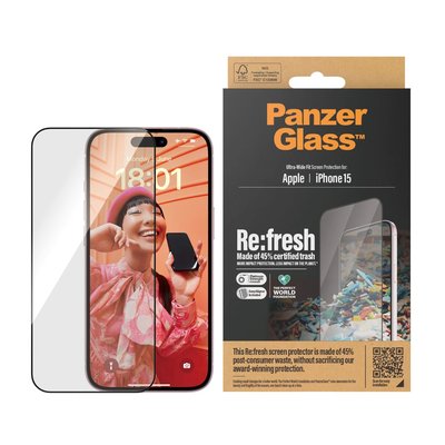 PanzerGlass iPhone 15 Recycled, UWF wA, Ekran Koruyucu