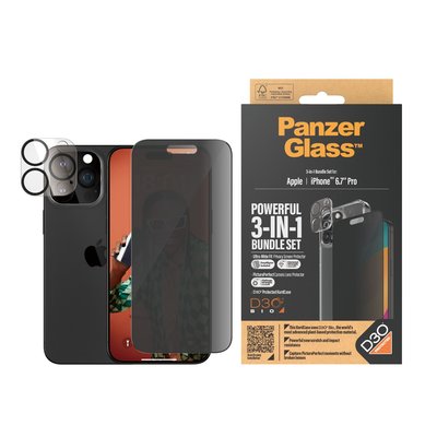 PanzerGlass iPhone 15 Pro Max UWF Privacy Bundle , Ekran & Kamera Koruyucu, Kapak