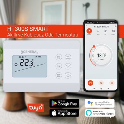 General Life HT300S Smart Wi-Fi Kablosuz Dijital Akıllı Oda Termostat Tuya Destekli 
