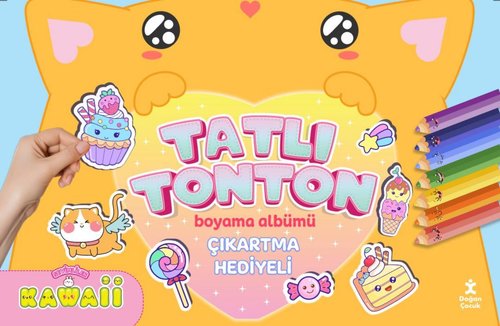 Sevimliler Kawaii-Tatlı Tonton Boyama Albümü-Çıkartma Hediyeli