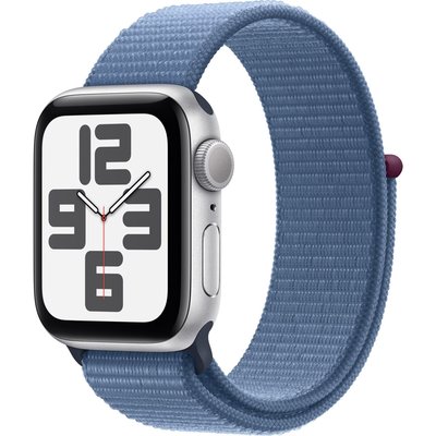 Apple Watch SE 2 2023 GPS 40mm Gümüş Rengi Alüminyum Kasa ve Buz Mavisi Spor Loop Kordon Akıllı Saat