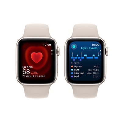 APPLE Watch SE GPS MRE53TU/A 44 mm Yıldız Işığı Alüminyum Kasa ve Yıldız Işığı Spor Kordon - M/L