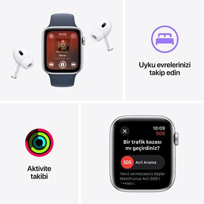 APPLE Watch SE GPS MRE53TU/A 44 mm Yıldız Işığı Alüminyum Kasa ve Yıldız Işığı Spor Kordon - M/L