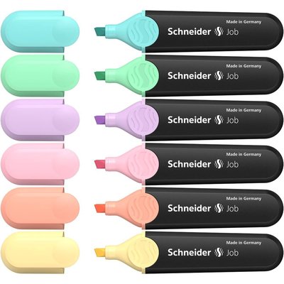 Schneider Job Pastel Renk Fosforlu Kalem 6'Lı Karton Kutu 115097 Scb394