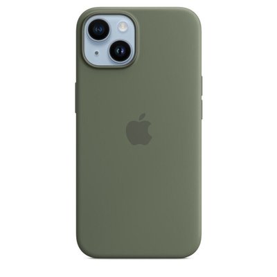 Apple iPhone 14 MagS Silikon Kılıf Zeytin Yeşili