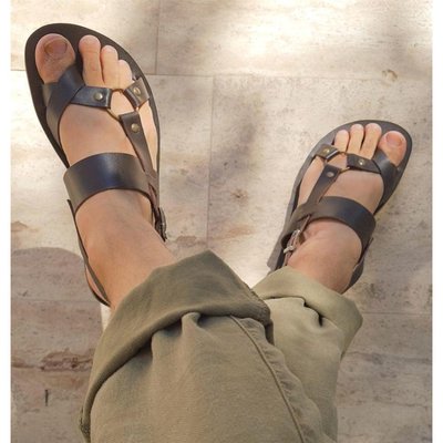 Zümrüt Şaziye 100 Hakiki Deri Handmade Erkek 40 Numara Sandalet
