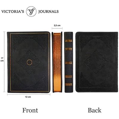 Victoria's Journals Vintage Old Book 1184 12x17 cm Mat Siyah