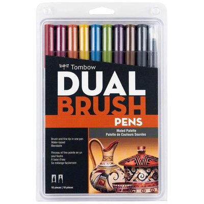 Tombow AB-T Dual Brush Pen G.Kalemi Seti Muted (Yumuşak Renkler) 10 renk