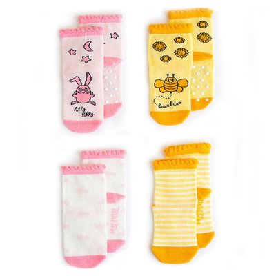Milk&Moo Bebek Çorabı 4'lü Set Arı Vız Vız ile Çançin 12-24