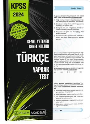 2024 KPSS Genel Yetenek Genel Kültür Türkçe Yaprak Test