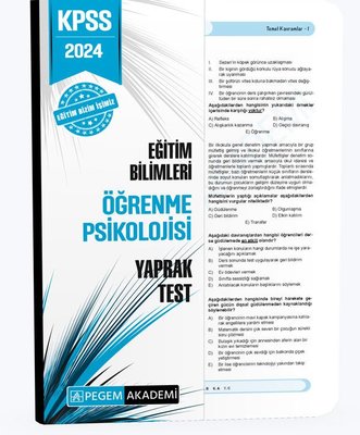 2024 KPSS Eğitim Bilimleri Öğrenme Psikolojisi Yaprak Test