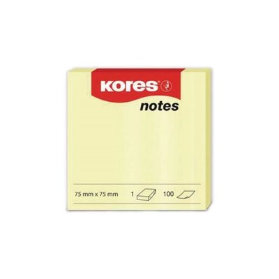 Kores Yapışkanlı Sarı Not Kağıtları 75x75mm, 100 sayfalık blok 46075