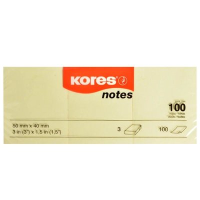 Kores Yapışkanlı Sarı Not Kağıtları 50x40mm, 100 sayfalık blok 46050