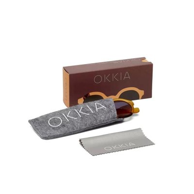 Okkia Lauro Unisex Yuvarlak Sarı Havana Güneş Gözlüğü Siyah Gradyan