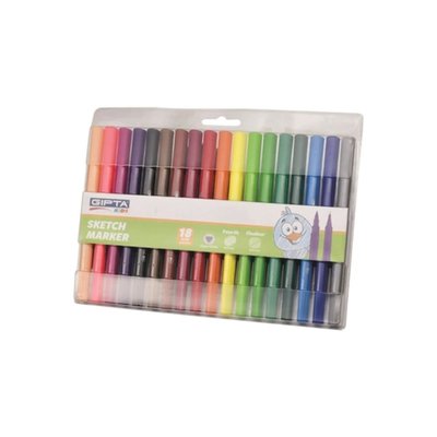 Gıpta Sketch Marker Fırça Uç+Fınelıner Pvc Çantalı-18Renk