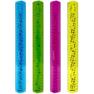 Kores Esnek 30cm cetvel, karışık renkler (mavi, pembe, yeşil, sarı)42160