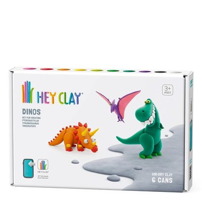 Hey Clay Hava Ile Kuruyan Kil (6'lı Kutu) - Dinozorlar (Pterodactylus, Triceratops, Tyrannosaurus)